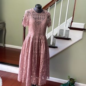 ASOS Dresses | ASOS 8 Pink Ribbon Tie Open Back Lace Midi Dress | Color: Pink